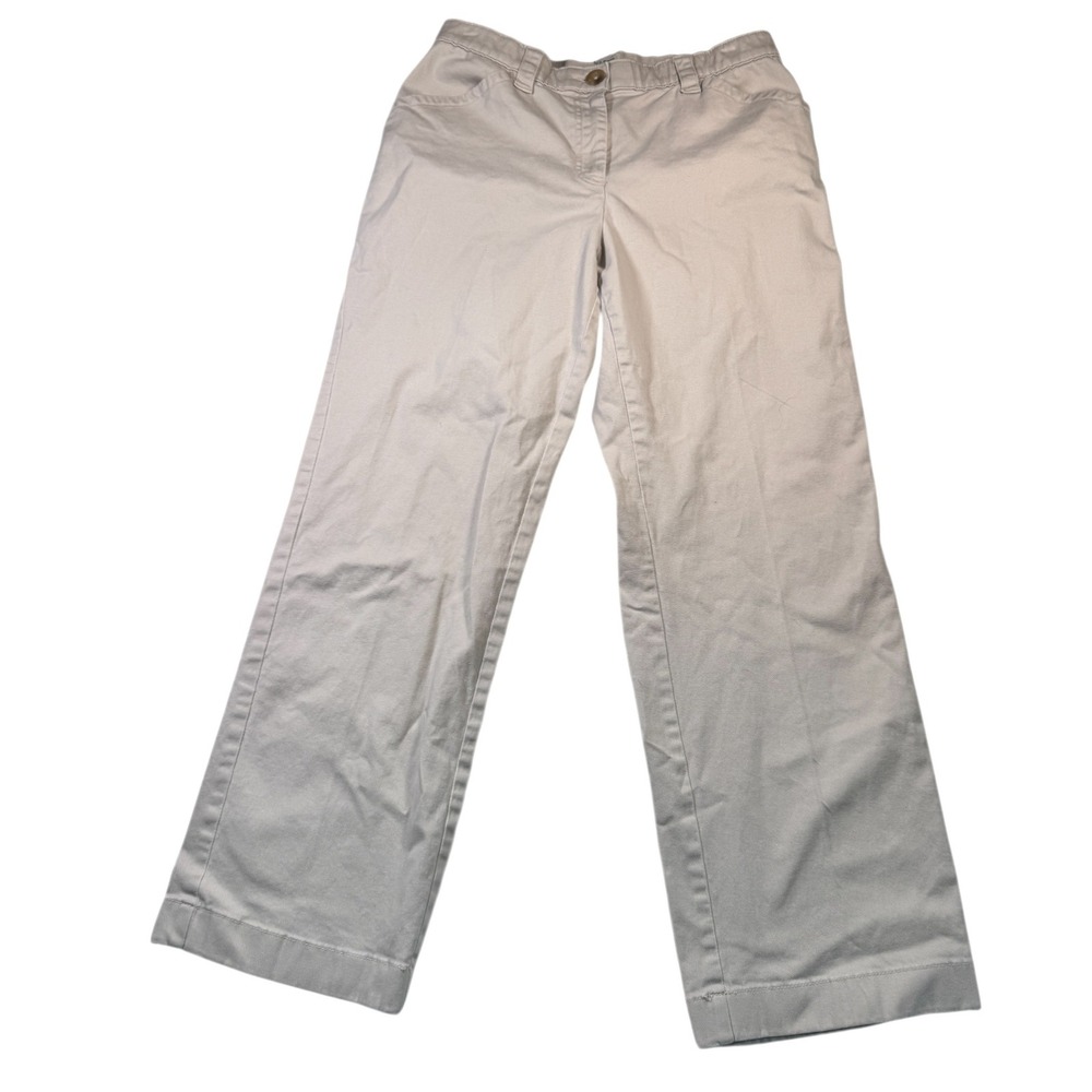 LL Bean Classic Fit Straight Leg Chino Pants Womens 12 Pet Khaki Cotton Spandex